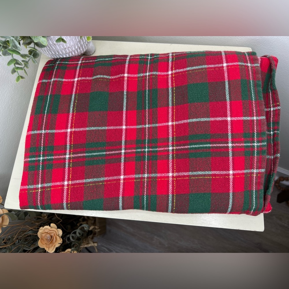 Red, Green, White with Gold Shimmer Tablecloth